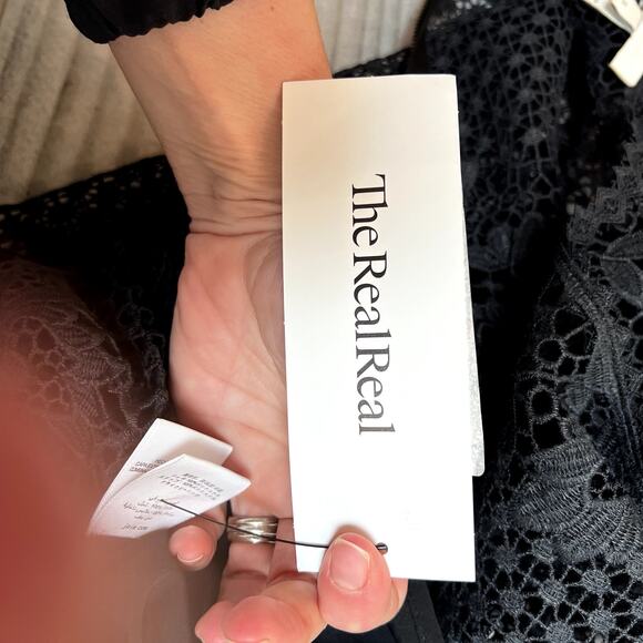 Joie Rodia Romantic Festive Holiday Semi-Sheer Lace Top Blouse Black Small - Picture 13 of 13